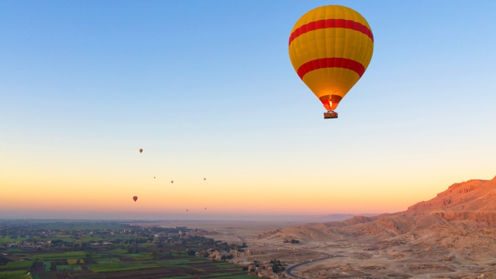 Egypt Nile Hot air balloons at sunrise