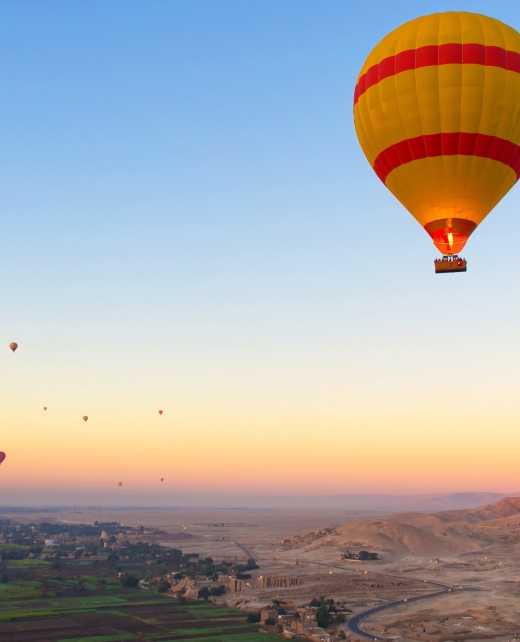 Egypt Nile Hot air balloons at sunrise Egypt Nile Hot air balloons at sunrise